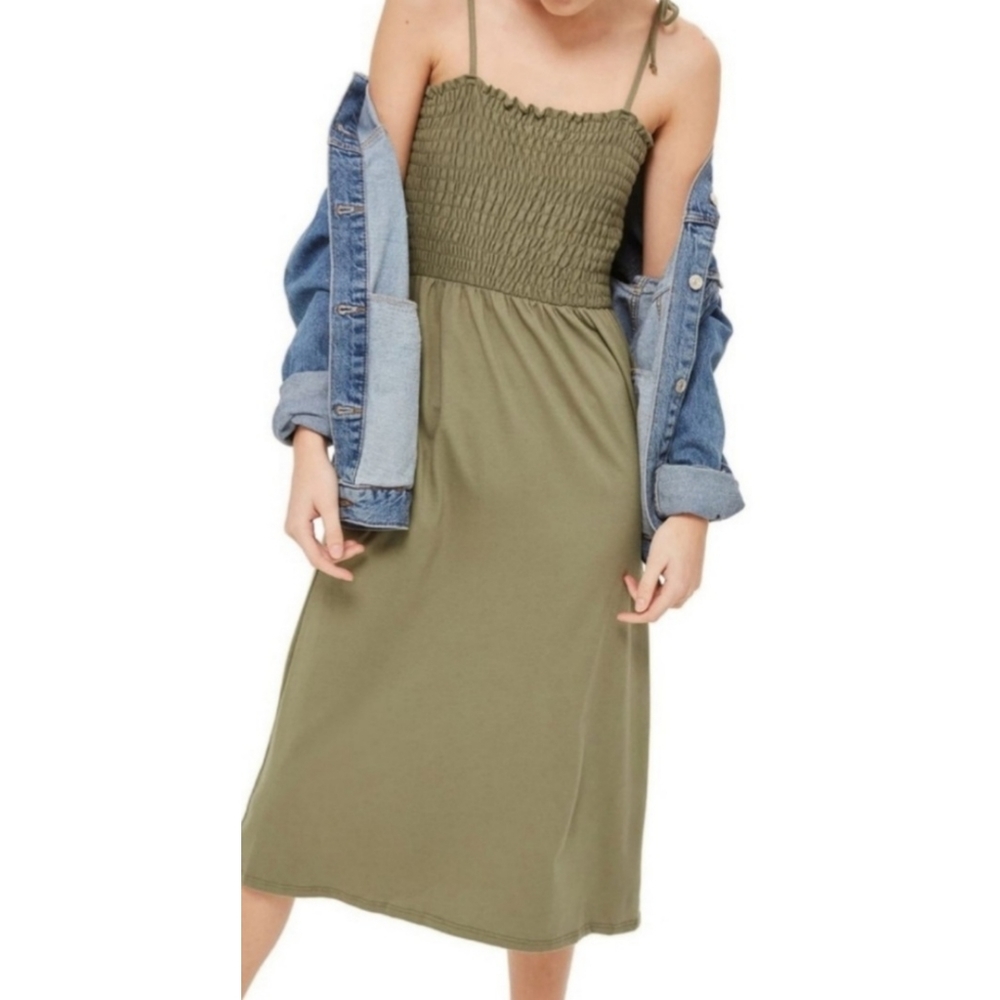 Topshop Olive Green Maxi Dress